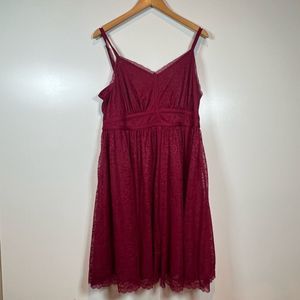 Torrid Lace Dress Womens 1X Red Baby Doll Spaghetti Strap A Line Sexy Cocktail